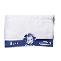 Gerber 5pk Prefold Premium 6-ply Cloth Diapers White