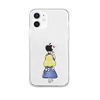 AKAN iPhone 12 Mini Clear Case [Alice in Wonderland, Apple Mark, Princess, Soft, Transparent, Adhesion Prevention, TPU Qi Charging, Wireless Charging, iPhone 12 Mini Cover] Soft Clear Case Alice