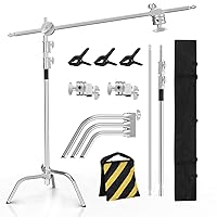 Bonnlo C Stand Grip Head and Upgraded Carry Bag for Video Reflector 10 feet/3 meters Light Stand with Boom Arm Monolight and Other Photographic Equipment 