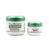 PhysAssist Foot Pain Cream Combo 4 oz jar + 1.5 oz, Soothing Relief for Feet and Legs, Fast Absorbing Formula, Contains Natural Ingredients & Botanicals