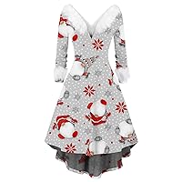 Fall Dresses for Women Plush High and Low Deep V Off Shoulder Big Swing Dress Casual Dresses for 2023 Trendy, S-5XL