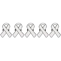 5 Pc White Awareness Enamel Ribbon Pins With Metal Clasps - 5 Pins - Show Your Support For Adoption, Bone Cancer, Lung Cancer, Osteoporosis, Brain Disorder