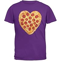 Pepperoni Pizza Heart Purple Adult T-Shirt - Large
