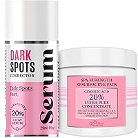 Dark Spot Corrector Remover For Face & Glycolic Acid Resufacing Pads Provides the Most Effective Combination For Fading & Removing Dark Spots