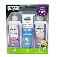 Aleva Naturals Newborn Comfort Care Kit Includes: Bamboo Baby Wipes, Sleep Easy Hair & Body Wash, Calming Lotion, Soothing Diaper Cream - Natural, Plant-Based Formula, Hypoallergenic, Set of 4