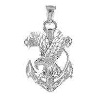 Little Treasures 9 ct White Gold Anchor Eagle Diamond Cut Pendant (Comes with an 18