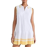 Womens Tennis Dress with Built in Shorts Pleated V Neck Polo Shirt Dress for Exercise Golf Athletic Workout