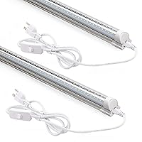 Barrina LED Shop Light 2FT, 20W 2500LM 3000K, Clear Cover Linkable LED Tube Lights, V Shape Integrated T8 LED Lighting, LED Ceiling Lights for Garage, Warehouse, Workshop, ETL Listed, 2 Pack