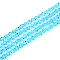 10 Strands Czech Faceted Bicone Crystal Loose Glass Beads 4mm (0.16 Inch) Small Aquamarine Blue (870-900pcs) for Jewelry Craft Making CCB410