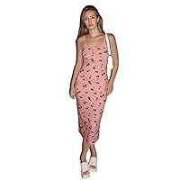 Women's Dresses Cherry Print Cami Dress - Casual Spaghetti Strap Sleeveless Midi Dress Dress for Women