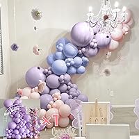 Purple Pink and Blue Balloon Garland Double Stuffed Lavender Lilac Balloons Dusty Blue Pastel Balloon Arch Kit For Baby Shower Gender Reveal Baptism Birthday Party Decoration