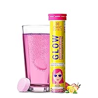 Glow - 500mg Japanese Glutathione & VIT. C for Brighter Skin | 20 effervescent Tablets | Skin Glow & Radiance | Strawberry-Lemon Flavour