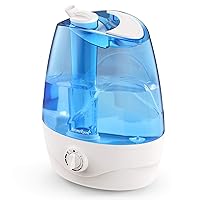 Cool Mist Humidifier, 3.2L Ultrasonic Humidifiers for Bedroom Kids, Air Humidifier for Home, Whisper Quiet Vaporizer for Babies with 360°Nozzle,Waterless Auto Shut Off,30H Work Time, Filterless, Blue