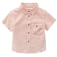 MOMOLAND Toddler Boys Short Sleeves Button Down Shirt Linen Design