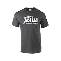 I Love Jesus But I Drink A Little Christian Short Sleeve T-Shirt-HeatherGray-XXL