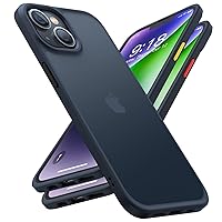 TORRAS Upgraded Shockproof for iPhone 14 Case [12FT Military Drop Protection][Sleek Premium Touch] Translucent Back & Soft Edge Slim Silicone Cover, Frosted Black