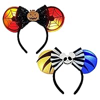 2 PCS Mouse Ears Headbands with LED Light Sequin Headbands Park Ears for Party Favors Cosplay Costumes Accessories