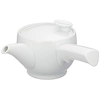 Hakusan Pottery Teapot, Right Hand, White Porcelain, Approx. φ4.1 x 3.7 inches (10.5 x 9.5 cm), 13.5 fl oz (400 ml), Chawa, SAWA Hasami Ware Made in Japan