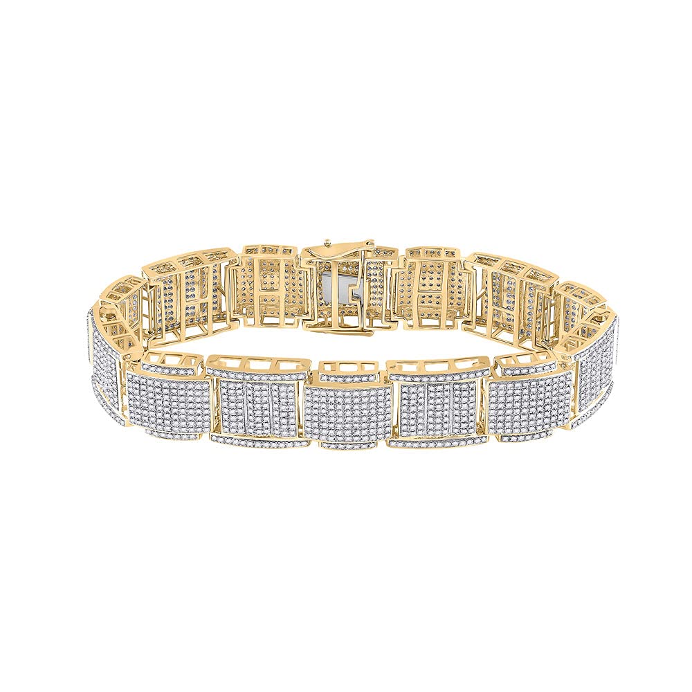 Macey Worldwide Jewelry 10K Yellow Gold Mens Diamond Stylish Link Bracelet 4-1/2 Ctw.