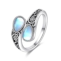 POPLYKE Sterling Silver Spoon Ring Vintage Thumb Rings Boho Adjustable Open Ring Statement Jewelry Gifts for Women