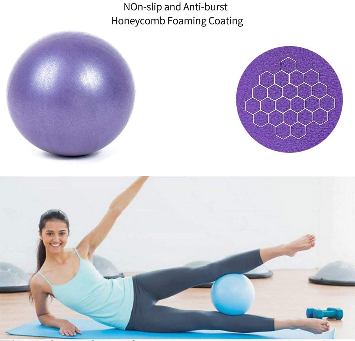 XIECCX Mini Yoga Balls Exercise Pilates Ball Therapy Ball Balance Ball Bender Ball Barre Equipment 1PC for Home Stability Squishy Training PhysicalCore Training with Inflatable Straw
