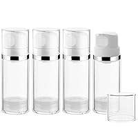 4 Pcs 100ml/3.4oz Airless Pump Jar Refillable Vacuum Pump Dispenser Bottles Travel Cosmetic Containers for Lotion Essence Shampoo Toiletries