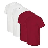 Fruit of the Loom mens 5 oz. 100% Heavy Cotton HD T-Shirt (3931) TRUE RED/WHITE-2PK