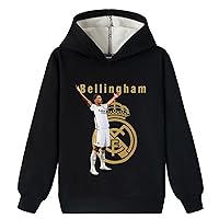 Kids Jude Bellingham Soft Brushed Hoodie,Real Madrid CF Sweatshirts with Hood Casual Long Sleeve Thick Tops for Boys
