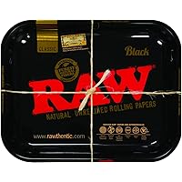 RAW Black Metal Rolling Tray - Large - 14'' x 11 '' x 1'' | Modern Stylish Design