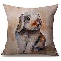 Linen Holland Lop Bunny Throw Pillow (Pillow Case w/Pillow)