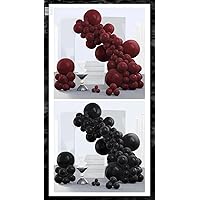 PartyWoo Burgundy Balloons 140 pcs and Black Balloons 140 pcs Different Sizes