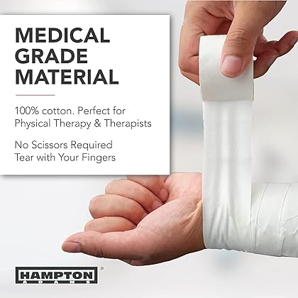 White Sports Medical Athletic Tape - No Sticky Residue & Easy to Tear - for Athletes, Trainers & First Aid Injury Wrap: Fingers Ankles Wrist - 1.5 Inch x 15 Yards per Roll (White, 8-Pack)