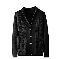 Jacquard Wool Knitted Cardigan Men's Autumn Winter Casual Simple Solid Color Sweater Coat Men