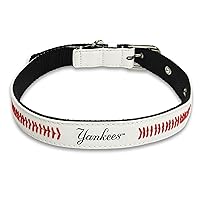 MLB New York Yankees Signature PRO Collar, PVC-Leather Premium Dog Collar, Extra Tough & Durable! Super Stylish! Size: Small Adjustable 12-15