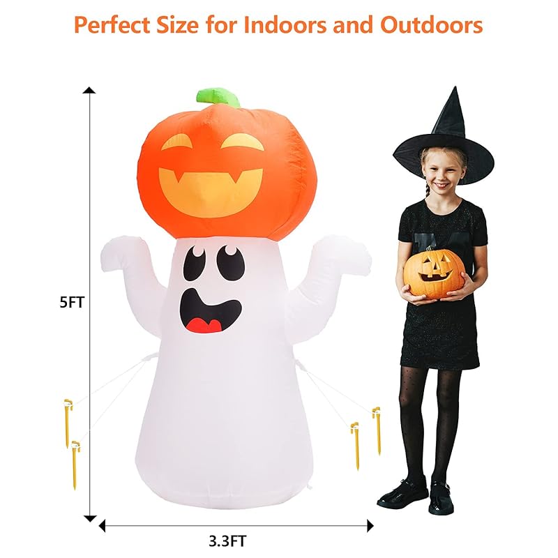 Mua Zukakii 5Ft Halloween Decorations Inflatable Pumpkin Ghost ...