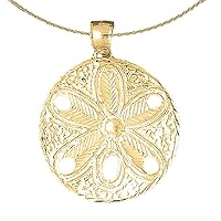 14K Yellow Gold Sand Dollar Pendant with 18