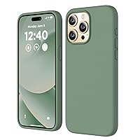 Compatible with iPhone 15 Pro Case, Liquid Silicone Case, Full Body Shockproof Protective Cover Slim Thin Phone Case with Soft Anti-Scratch Microfiber Lining, 6.1 inch-Calke Green