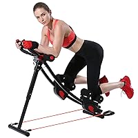 Ab Workout Equipment,Ab Machine Whole Body Workout for Home Gym,Foldable Abdominal Exercise Fitness Equipment for Women&Men,Adjustable Body Shaping Waist Trainer with Resistance Bands