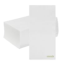 Restaurantware Luxenap 15.8 X 7.9 Inch Linen-Feel Guest Towels 600 Hand Towels - ¼ Fold Air-Laid White Paper Dinner Napkins Disposable For Restrooms Kitchens And Tables