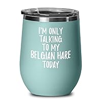 I Am Only Talking To My Belgian Hare Today Wine Glass Funny Gift Pet Lover Insulated Tumbler With Lid 12 Oz Teal