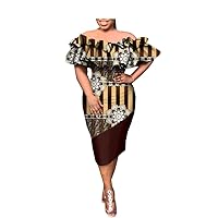 African Dresses for Women,Ankara Print Clothes,Double Ruffles Sleeve,Bazin Riche,Party Wear,Floral Wax Attire