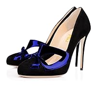 FSJ Women Stylish Cutout Bowknot Round Toe Strap Sandal Pump Stiletto High Heels Slip On Party Dress Shoes Size 4-15 US