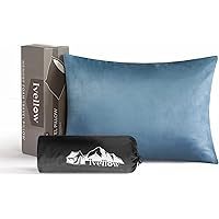Ivellow Memory Foam Travel Pillow Compressible Camping Pillow for Sleeping Shredded Memory Foam Pillow Compact Firm Supportive Travel Pillow for Adults Kids Outdoor Hiking Essential Gear Blue-S