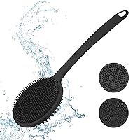 Silicone Back Scrubber for Shower, Bath Body Double Sided Brush with Long Handle for Shower Exfoliating and Massage Can Produce Rich Foam for Men and Women