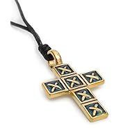 Blue Cross Handmade Brass Necklace Pendant Jewelry