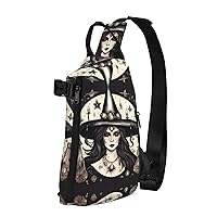 Magic Witch Witchcraft Bohemian printed Sling Crossbody Backpack Shoulder Bag for Men Women,for Outdoor Walking Travel