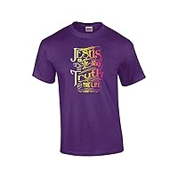 Jesus is The Way Adult Christian Short Sleeve T-shirt-purple-6xl