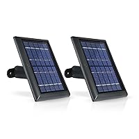 Wasserstein Solar Panel Compatible with Ring Spotlight Cam Plus/Pro/Battery, and Ring Stick Up Cam Battery - Includes Barrel Plug with USB C Adapter - 2W 5V Charging (2 Pack, Black)
