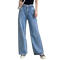 HDLTE Women Wide Leg Jeans High Waist Baggy Jeans for Women Loose Boyfriends Jeans Denim Pants Y2K 90s