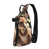Funny For Kangaroo Zoo Print Crossbody Backpack Casual Adjustable Bag Multifunctional Sling Backpack